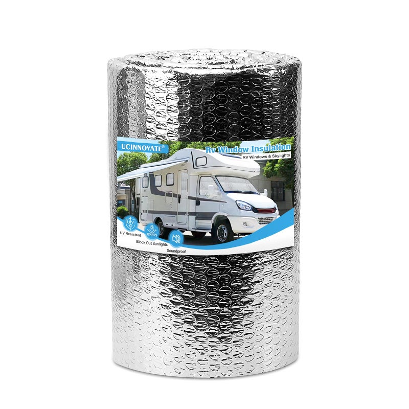 UCINNOVATE RV Window Sunshades Reflectix RV Window Skylight Shade Foil Insulation 39x112 Inch Window Insulation for Summer Heat UV Reflective RV Door Window Sunshield Cover for RVMotorhomeCamper